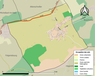 Carte en couleurs présentant l'occupation des sols.