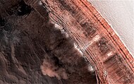 False color view of a Martian avalanche