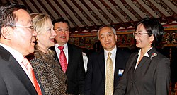 Batchimeg and then-U.S. Secretary of State Hillary Clinton