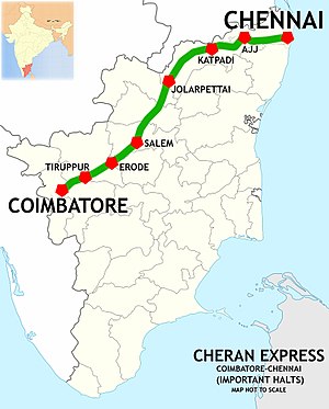 Cheran Express (MAS - CBE) Route map