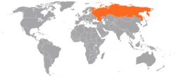 Map indicating locations of Croatia and Russia