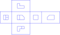 Image showing orthographic views located relative to each other in accordance with first-angle projection.