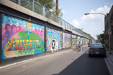 Graffiti alongside the Bloomingdale Trail in 2015