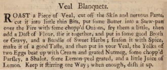 extract from 18th-century cookery book