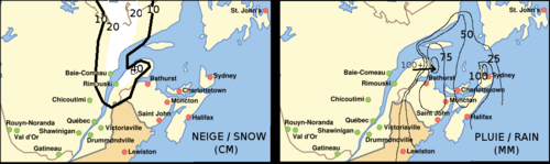 Accumulations du 3 et 4 novembre 2007 sur l'est du Canada et de la Nouvelle-Angleterre