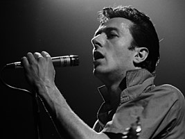 Strummer performing live with the Clash at the Tower Theater in Upper Darby Township, Pennsylvania in 1980