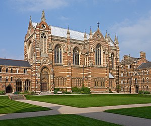 Established in 1870 as a memorial to the clergyman John Keble, a leading member of the Oxford Movement, Keble College (chapel pictured) remains distinctive for its neo-gothic red-brick buildings designed by William Butterfield.