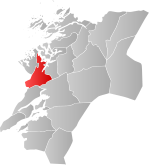 Mapa do condado de Trøndelag com Namdalseid em destaque.