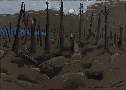 Sunrise, Inverness Copse, at and by Paul Nash