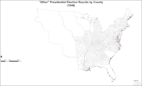 Map of "Other" presidential election results by county