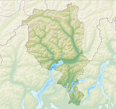 Map of Switzerland, with the municipality of Origlio marked.