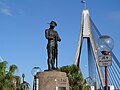 The Australian Anzac statue on the north-western side of the bridge.