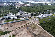 Station exterior of Line 2 and Nanhai Tram Line 1. Line 11 construction area will be in the middle-lower part of the image