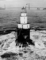 Mile Rocks Lighthouse in 1962, showing the original configuration.