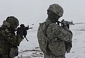 Soldier from the 181st Infantry Regiment trains with Portuguese Commandos in Kabul.