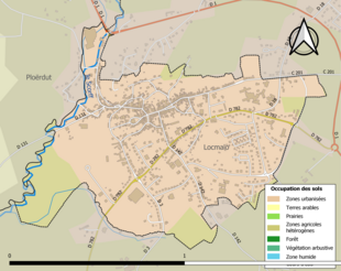 Carte en couleurs présentant l'occupation des sols.