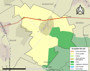 Carte en couleurs présentant l'occupation des sols.