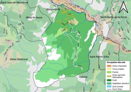 Carte en couleurs présentant l'occupation des sols.