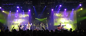 Audioslave performing at Montreux Jazz Festival in 2005. From left to right: Tim Commerford, Chris Cornell, Brad Wilk and Tom Morello