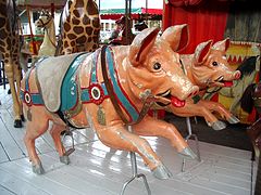 Handmade carousel pigs from the 19th century