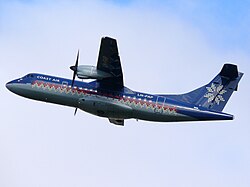 Eine Coast Air ATR 42 auf dem Flughafen Oslo Gardermoen, Norwegen