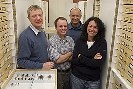 Left to right: curator John Marris, ecology tutor Nathan Curtis, Milen Marinov, and Marlene Leggett