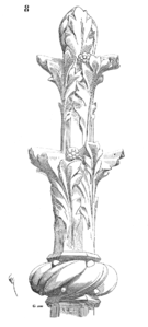 Gothic fleuron with two rays of foliage, mid-13th century, illustration from the Dictionary of French architecture from the 11th to the 16th century