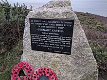 Photograph of the memorial stone to HMHS Glenart Castle