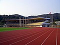 Grandstand behind goal