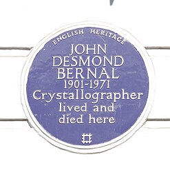 Blue plaque at No. 44, commemorating J. D. Bernal