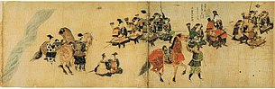 Samurai of the Shōni clan gather to defend against Kublai Khan's Mongolian army during the first Mongol Invasion of Japan, 1274.