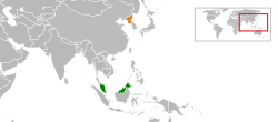 Map indicating locations of Malaysia and North Korea