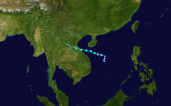 熱帶風暴米克拉的路徑圖