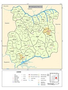 Übersichtskarte mit beschrifteten Sektoren und Zellen sowie einigen Ortschaften und Gewässern