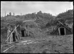 Storage pits for kūmara (sweet potato) at Ruatāhuna in 1930