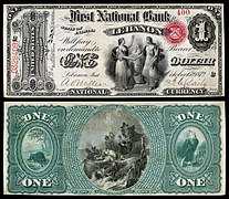 Obverse and reverse of a one-dollar National Bank Note