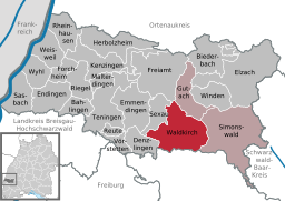 Läget för Waldkirch, Tyskland i Landkreis Emmendingen