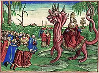 نسخة ملونة من توضيح عاهرة بابل من ترجمة مارتن لوثر للكتاب المقدس عام 1534