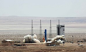سکوی پرتاب پایگاه فضایی امام خمینی (در زمان پرتاب ماهواره‌بر سیمرغ)