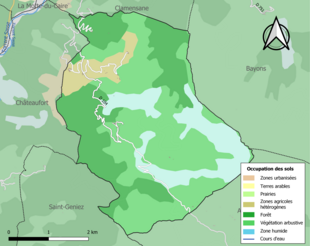 Carte en couleurs présentant l'occupation des sols.