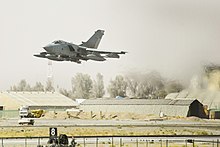 Photograph of a Tornado taking off from an Airfield in Afghanistan