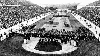 Eröffnungsfeier der Olympischen Sommerspiele 1896 im Panathinaiko-Stadion