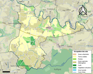 Carte en couleurs présentant l'occupation des sols.