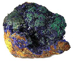 Azurite and Malachite, from Concepción del Oro, 5.2 × 4.4 × 3.2 cm