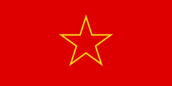 a red flag with a central star in yellow outline