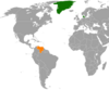 Location map for Denmark and Venezuela.