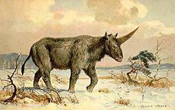 Pintura de um Elasmotherium por Heinrich Harder ca. 1920