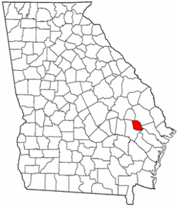 Map of Georgia with Evans County in red