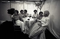Ford with other U.S. First Ladies at the 1994 National Garden Gala, which was themed "A Tribune to America's First Ladies". L–R: Nancy Reagan, Ladybird Johnson, Hillary Clinton, Rosalyn Carter, Ford, Barbara Bush