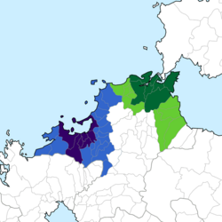 A map showing Fukuoka and Kitakyushu Metropolitan Employment Areas in 2015.